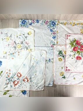 Vintage hankies lot of 8 floral cottagecore dainty